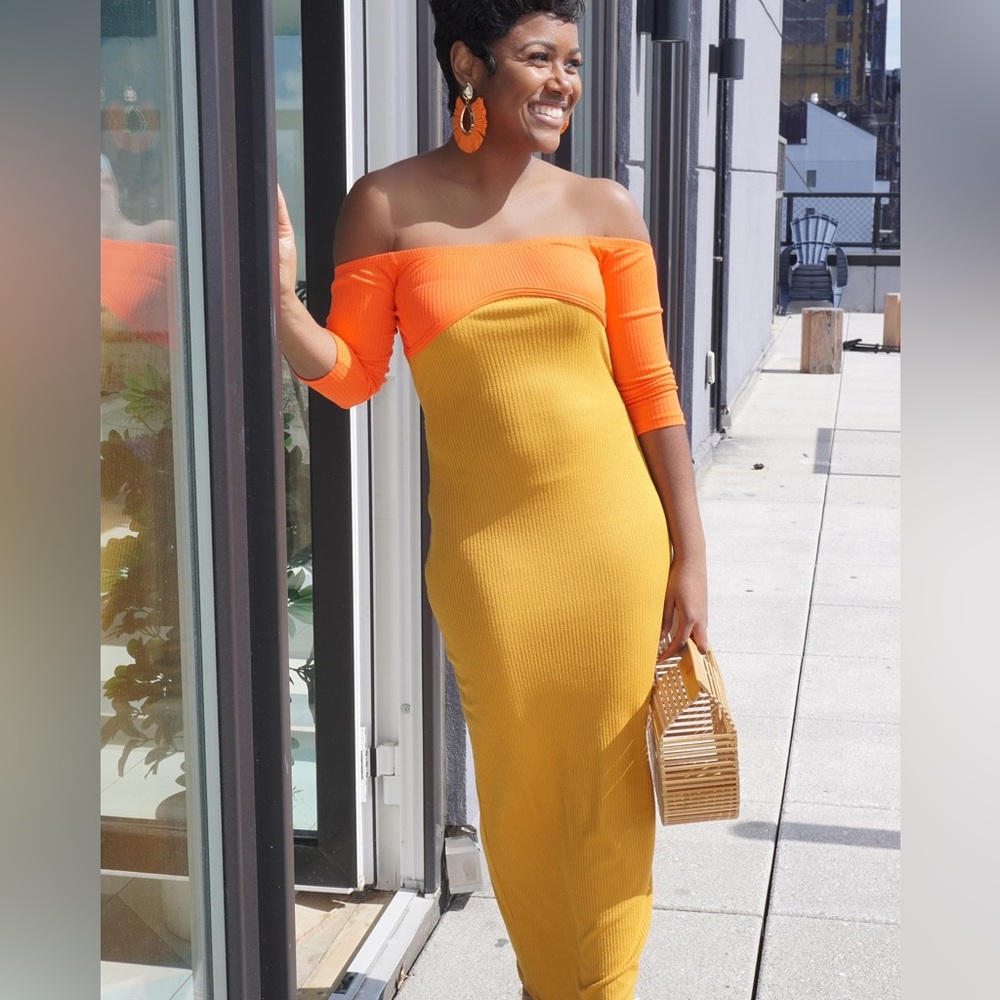 Orange Joy Midi Backless Dress
